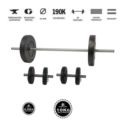 GazoFitness® Hardcore Készlet Egyenes Rudas 35 Kg