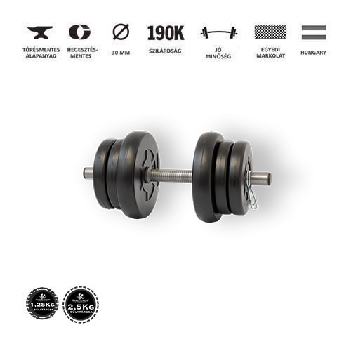 GazoFitness® Kézi Súlyzó 10,5 Kg(1,25kg és 2,5kg tárcsákkal)