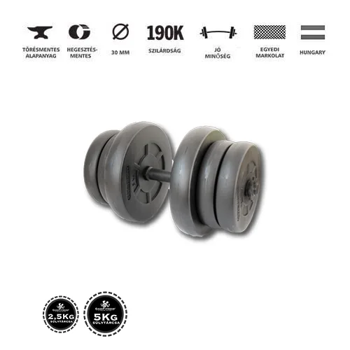 GazoFitness® Kézi Súlyzó 1x21,5Kg(Össz:21,5Kg.)Menetes súlyzórúddal