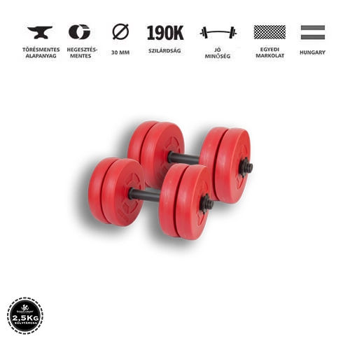 GazoFitness® Kézi Súlyzó 2 x 11,5 Kg.(Össz 23Kg)Piros
