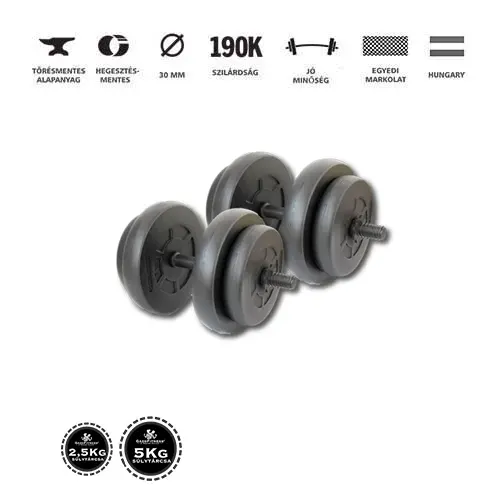 GazoFitness® Kézi Súlyzó 2 x 16,5Kg.(Össz: 33Kg)Menetes súlyzórúddal