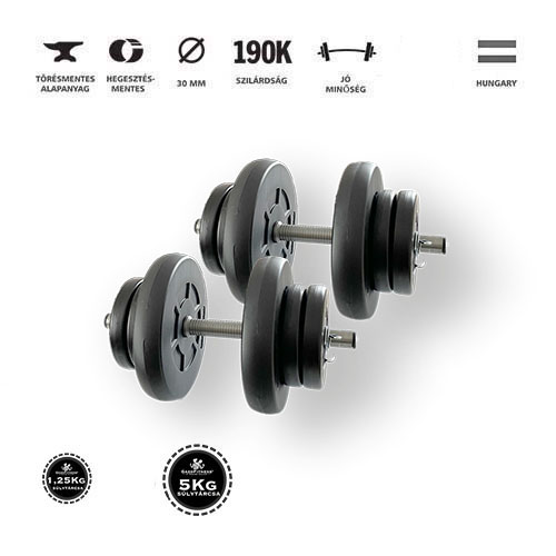 GazoFitness® Kézi Súlyzó 2 x 16 Kg (5kg és 1,25kg tárcsákkal)