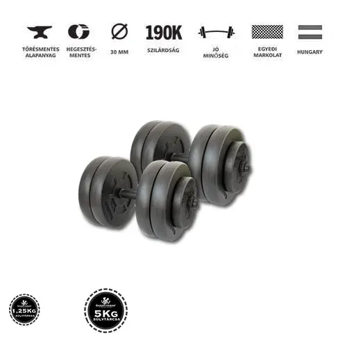 GazoFitness® Kézi Súlyzó 2 x 24Kg.(Össz: 48Kg)Menetes súlyzórúddal