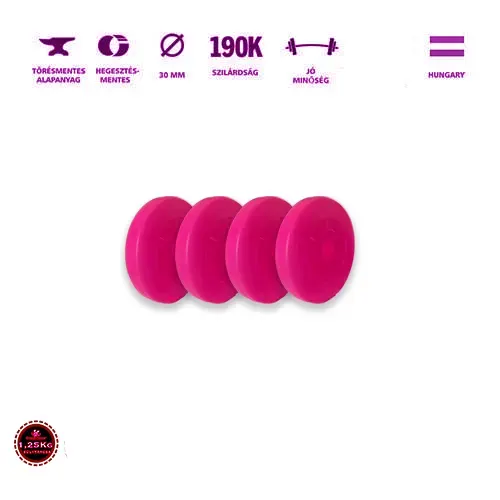 GazoFitness® Súlytárcsa 4 x 1,25 Kg (5 Kg) (Rózsaszín)