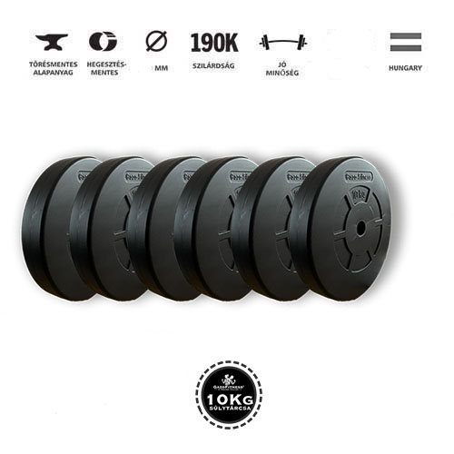 GazoFitness® Súlytárcsa 6x10 Kg( Össz: 60kg)