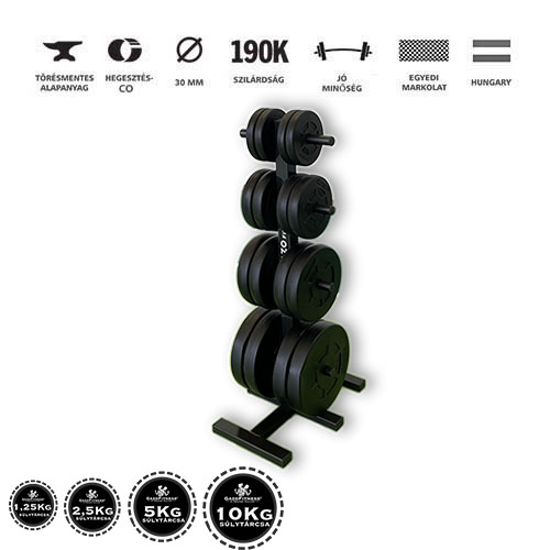 GazoFitness® Súlytárcsa Tartó Állvány 75 Kg Súllyal