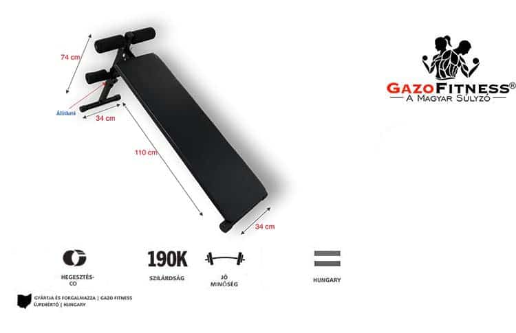 GazoFitness® Állítható hasi edzőpad – fő jellemzők, magyar gyártás (GazoFitness®, Újfehértó)