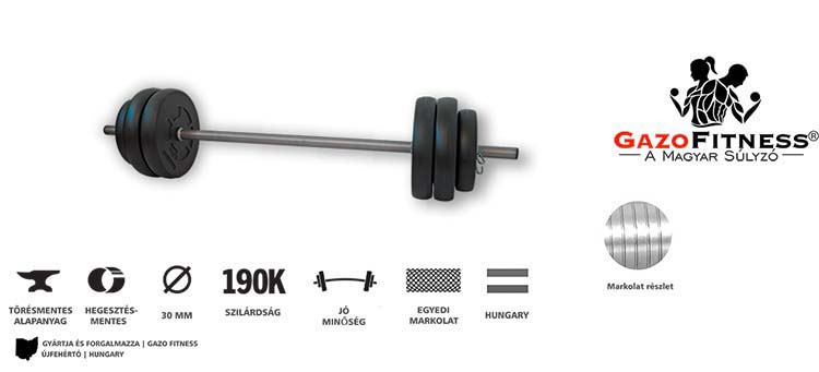 GazoFitness® Hardcore Készlet (Súlytartó állvány + Egyenes rudas súlyzó 25 Kg) – fő jellemzők, magyar gyártás (GazoFitness®, Újfehértó) (2/2)