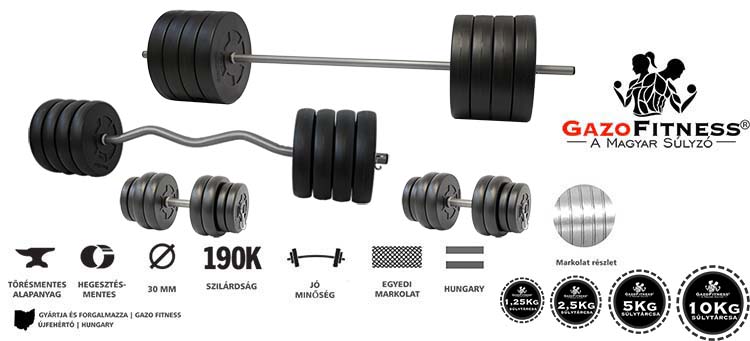 GazoFitness® Hardcore Big Szuperszett 160 Kg – fő jellemzők, magyar gyártás (GazoFitness®, Újfehértó)