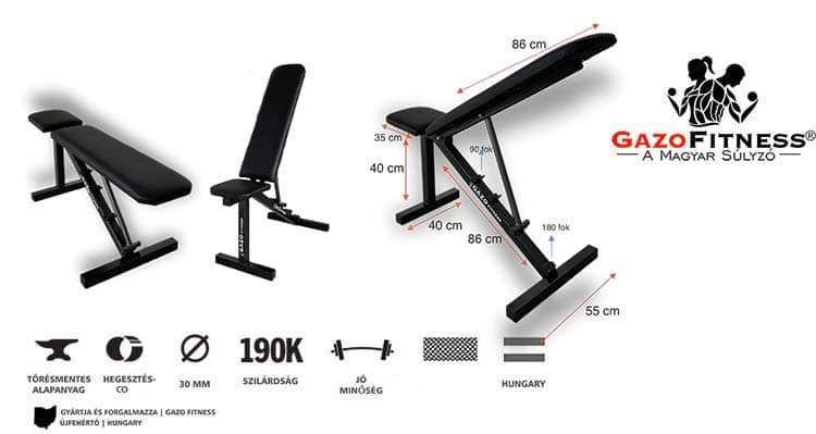 GazoFitness® Állítható Edzőpad + Kézi Súlyzó 2x16 Kg(32kg) – fő jellemzők, magyar gyártás (GazoFitness®, Újfehértó) (1/2)