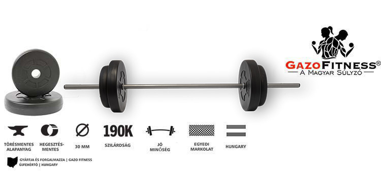 GazoFitness® Kétkezes Súlyzó 33 Kg (150 Cm ruddal) – fő jellemzők, magyar gyártás (GazoFitness®, Újfehértó)