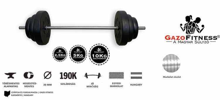 GazoFitness® Kétkezes Súlyzó 37Kg – fő jellemzők, magyar gyártás (GazoFitness®, Újfehértó)
