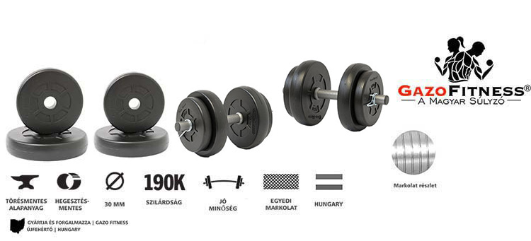 GazoFitness® Fix Pad Súlytárcsa és Kézi Súlyzó tartóval ( Össz: 32 kg súllyal) – fő jellemzők, magyar gyártás (GazoFitness®, Újfehértó) (2/2)