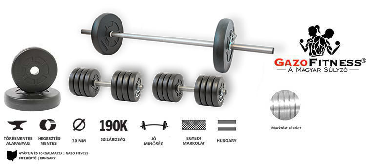 GazoFitness® Hardcore Készlet 33 Kg – fő jellemzők, magyar gyártás (GazoFitness®, Újfehértó)