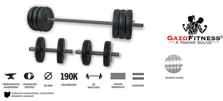 GazoFitness® Hardcore Szett /Össz:45 Kg/ – fő jellemzők, magyar gyártás (GazoFitness®, Újfehértó)
