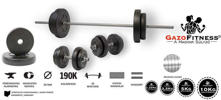 GazoFitness® Hardcore Szett 48 Kg – fő jellemzők, magyar gyártás (GazoFitness®, Újfehértó)