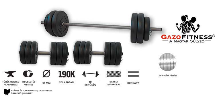 GazoFitness® Hardcore Szett 58 Kg – fő jellemzők, magyar gyártás (GazoFitness®, Újfehértó)