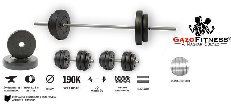 GazoFitness® Hardcore Szett 59 Kg – fő jellemzők, magyar gyártás (GazoFitness®, Újfehértó)
