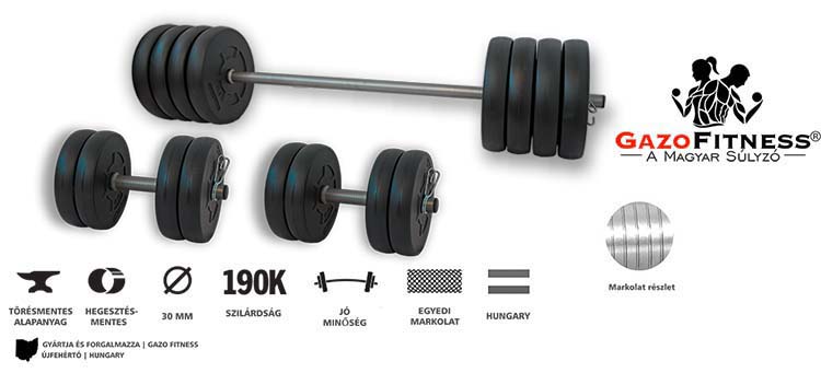 GazoFitness® Hardcore Szett 65 Kg – fő jellemzők, magyar gyártás (GazoFitness®, Újfehértó)