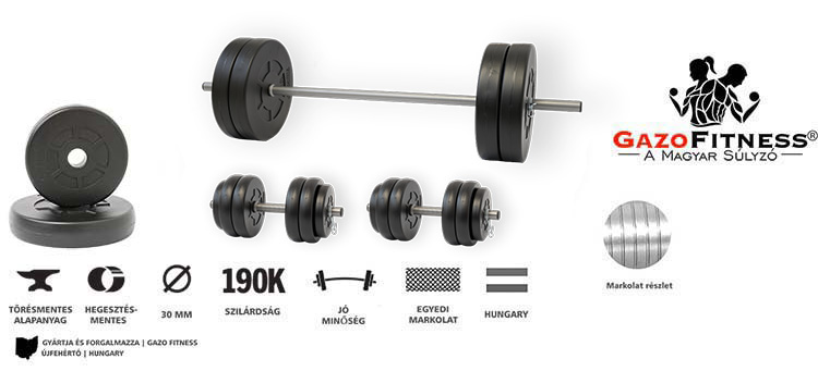 GazoFitness® Hardcore Szett 69 Kg – fő jellemzők, magyar gyártás (GazoFitness®, Újfehértó)