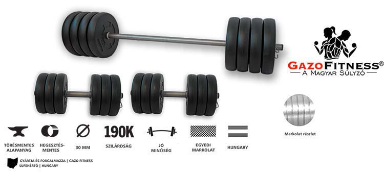 GazoFitness® Hardcore Szett 74 Kg – fő jellemzők, magyar gyártás (GazoFitness®, Újfehértó)