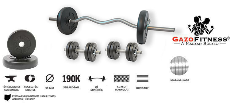 GazoFitness® Hardcore Szett Francia Rudas 23 Kg – fő jellemzők, magyar gyártás (GazoFitness®, Újfehértó)