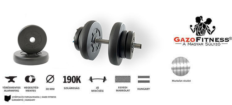 GazoFitness® Kézi Súlyzó 1 x 16 Kg – fő jellemzők, magyar gyártás (GazoFitness®, Újfehértó)