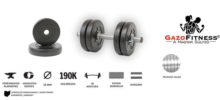 GazoFitness® Kézi Súlyzó 1 x 5,5 Kg (Össz:5,5 Kg) – fő jellemzők, magyar gyártás (GazoFitness®, Újfehértó)