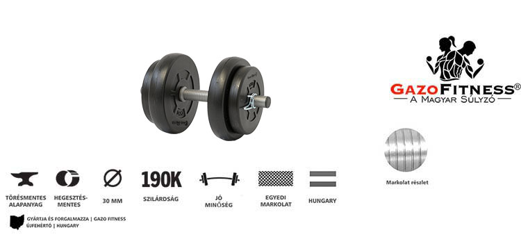 GazoFitness® Kézi Súlyzó 1 x 8 Kg (Össz:8 Kg) – fő jellemzők, magyar gyártás (GazoFitness®, Újfehértó)
