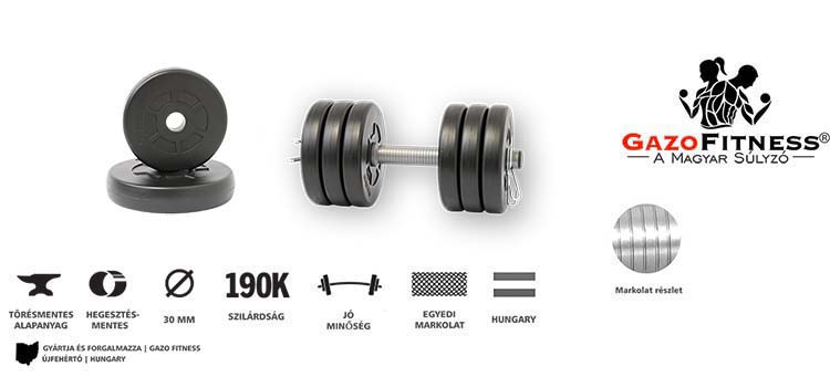 GazoFitness® Kézi Súlyzó 1 x 8 Kg (Össz:8 Kg.) – fő jellemzők, magyar gyártás (GazoFitness®, Újfehértó)