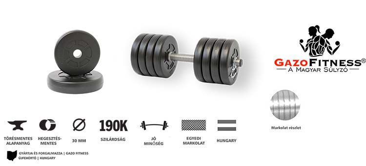 GazoFitness® Kézi Súlyzó 10,5 Kg. – fő jellemzők, magyar gyártás (GazoFitness®, Újfehértó)