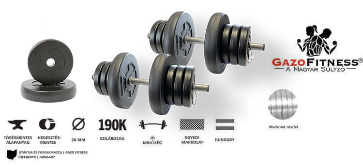 GazoFitness® Kézi Súlyzó 2 x 18 Kg( Össz:36 Kg) – fő jellemzők, magyar gyártás (GazoFitness®, Újfehértó)