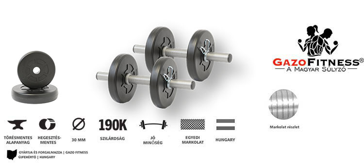 GazoFitness® Kézi Súlyzó 2 x 3 Kg (Össz:6 kg) – fő jellemzők, magyar gyártás (GazoFitness®, Újfehértó)