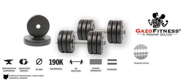 GazoFitness® Kézi Súlyzó 2 x 8 Kg./16Kg/ – fő jellemzők, magyar gyártás (GazoFitness®, Újfehértó)