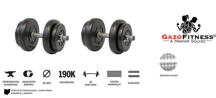 GazoFitness® Kézi Súlyzó 2 x 8 Kg (Össz:16Kg) – fő jellemzők, magyar gyártás (GazoFitness®, Újfehértó)