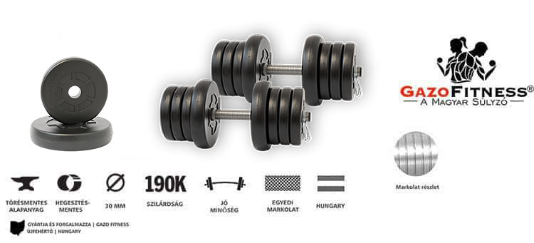 GazoFitness® Kézi Súlyzó 2x13,5Kg(27Kg). – fő jellemzők, magyar gyártás (GazoFitness®, Újfehértó)
