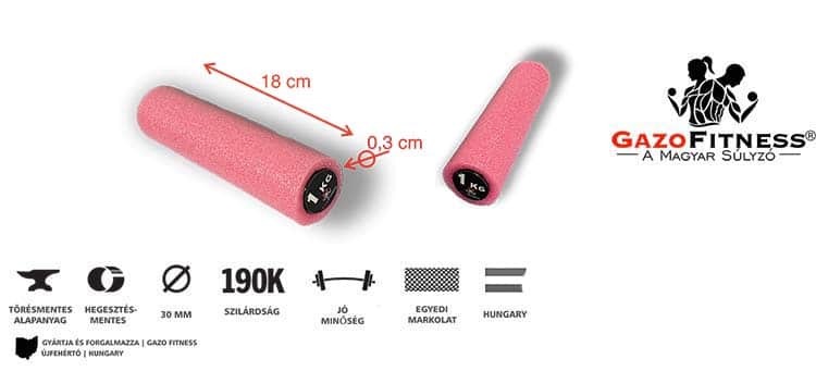GazoFitness® Kézi Súlyzó Bot 2 x 1 kg – fő jellemzők, magyar gyártás (GazoFitness®, Újfehértó)