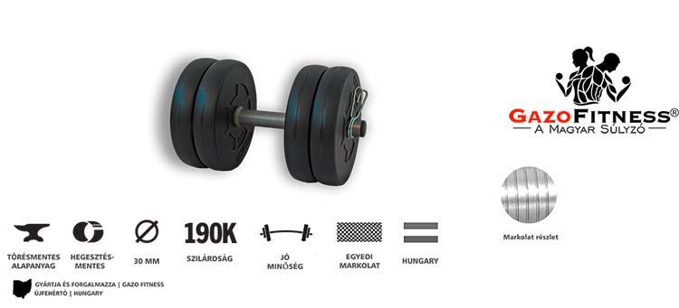 GazoFitness® Kézi Súlyzó 10,5 Kg – fő jellemzők, magyar gyártás (GazoFitness®, Újfehértó)
