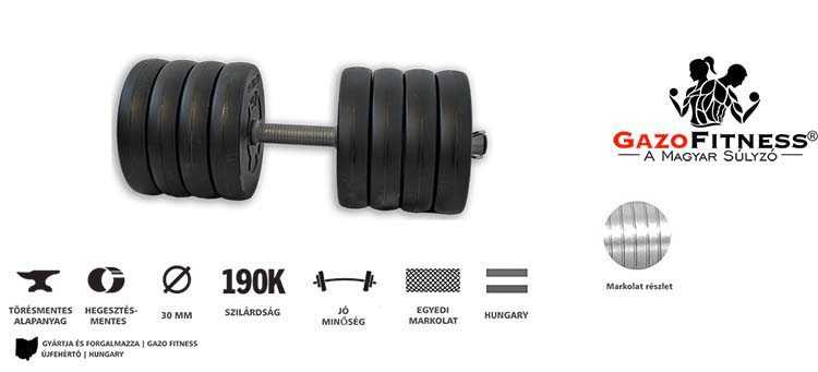 GazoFitness® Kézi Súlyzó 22 Kg – fő jellemzők, magyar gyártás (GazoFitness®, Újfehértó)