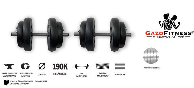GazoFitness® Kézi Súlyzó 2x16Kg(32Kg) – fő jellemzők, magyar gyártás (GazoFitness®, Újfehértó)