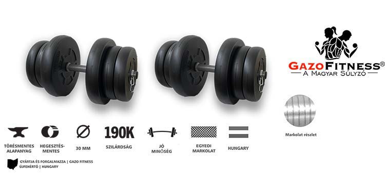 GazoFitness® Kézi Súlyzó 2x21Kg(42Kg) – fő jellemzők, magyar gyártás (GazoFitness®, Újfehértó)