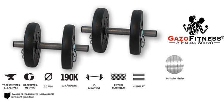 GazoFitness® Kézi Súlyzó 2x5,5Kg(10,5Kg) – fő jellemzők, magyar gyártás (GazoFitness®, Újfehértó)