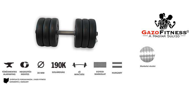 GazoFitness® Kézi Súlyzó 33 Kg – fő jellemzők, magyar gyártás (GazoFitness®, Újfehértó)