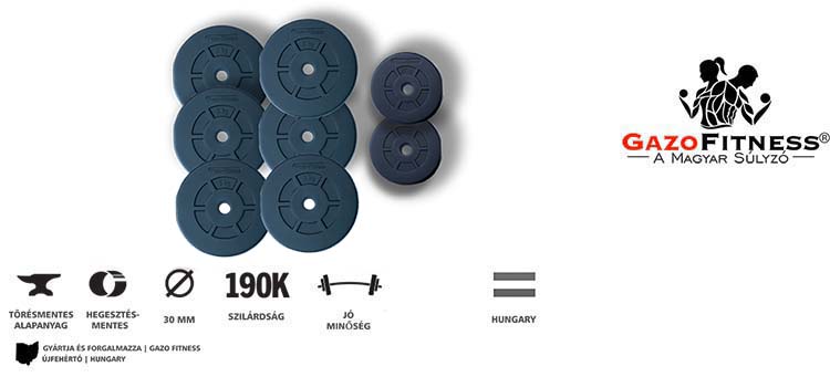 GazoFitness® Súlytárcsa Csomag  35 Kg – fő jellemzők, magyar gyártás (GazoFitness®, Újfehértó)