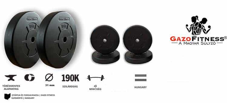 GazoFitness® Súlytárcsa csomag (Össz:40 Kg) – fő jellemzők, magyar gyártás (GazoFitness®, Újfehértó)