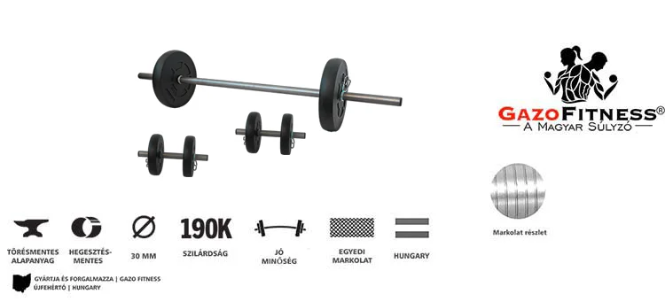 GazoFitness®  Súlyzócsomag 18 kg – fő jellemzők, magyar gyártás (GazoFitness®, Újfehértó)