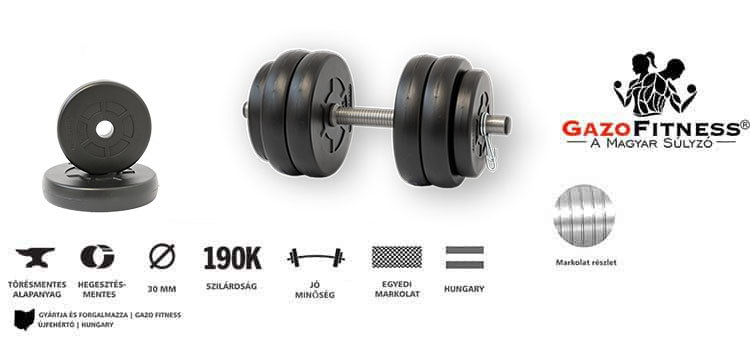 GazoFitness® Kézi Súlyzó 13,5Kg – fő jellemzők, magyar gyártás (GazoFitness®, Újfehértó)