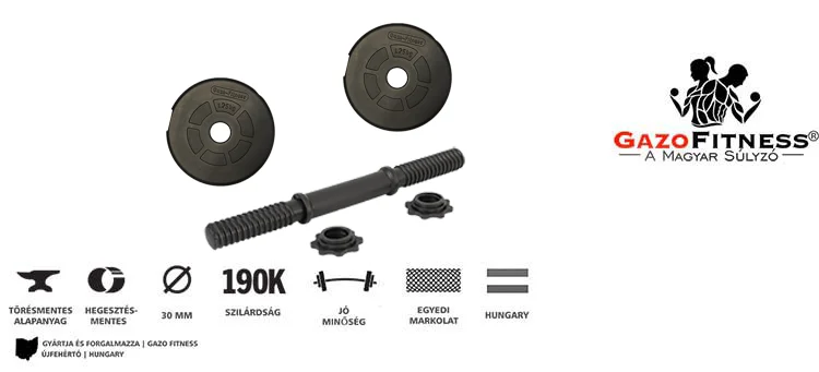 GazoFitness® Kézi Súlyzó 1x3,5Kg(Össz:3,5Kg)Menetes súlyzórúddal – fő jellemzők, magyar gyártás (GazoFitness®, Újfehértó)