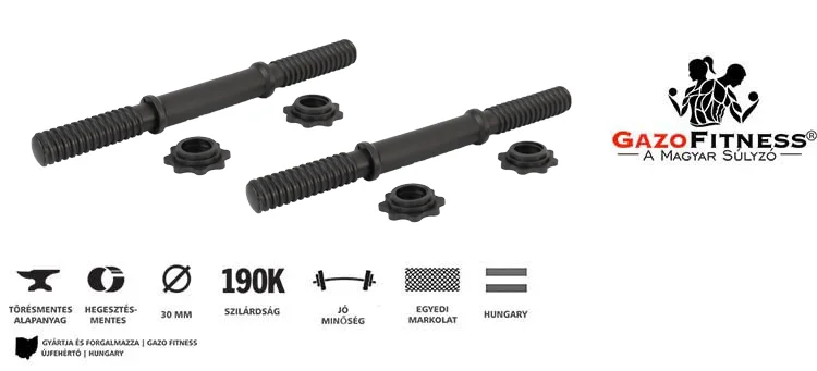GazoFitness® Menetes súlyzórúd 35 cm (1 pár) – fő jellemzők, magyar gyártás (GazoFitness®, Újfehértó)