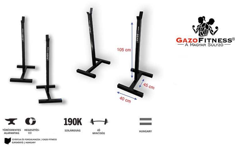 GazoFitness® Hardcore Csomag (Súly 66 Kg) / Mobil Állvány, Dönthető Pad, Tároló/ – fő jellemzők, magyar gyártás (GazoFitness®, Újfehértó) (3/4)